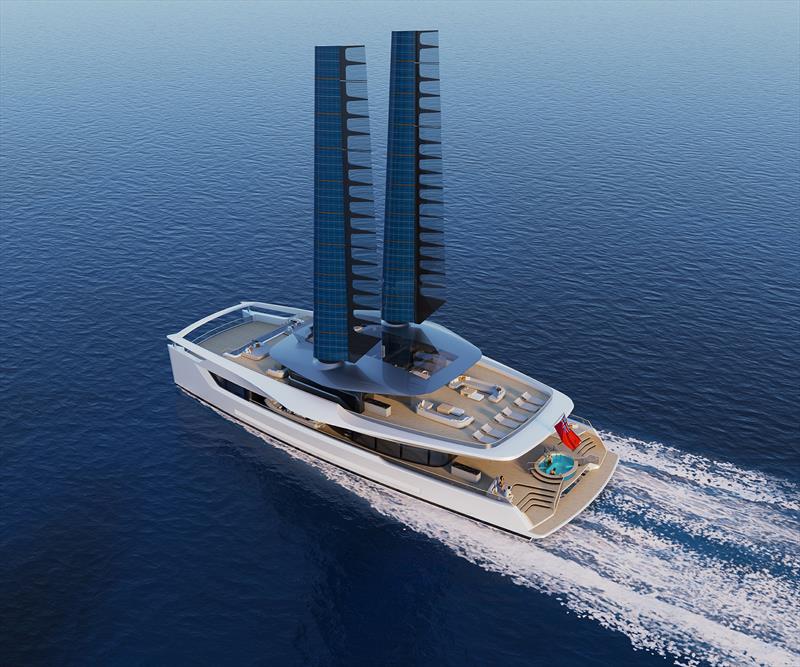 Dragonfly with her twin Aero Wing Sails by Rondal photo copyright Dixon Yacht Design taken at  and featuring the Catamaran class