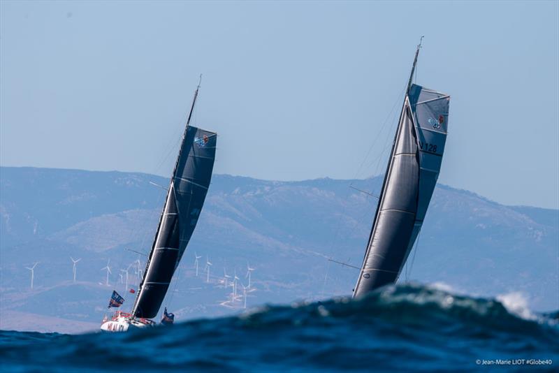 The Globe40 Race fleet in waves off Tangier, Morocco photo copyright Jean-Marie Liot / Globe40 taken at  and featuring the Class 40 class