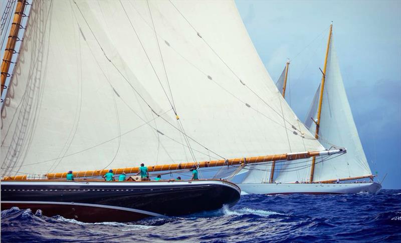 Columbia and Eros - Antigua Classic Yacht Regatta photo copyright Antigua Classic Yacht Regatta taken at Antigua Yacht Club and featuring the Classic Yachts class