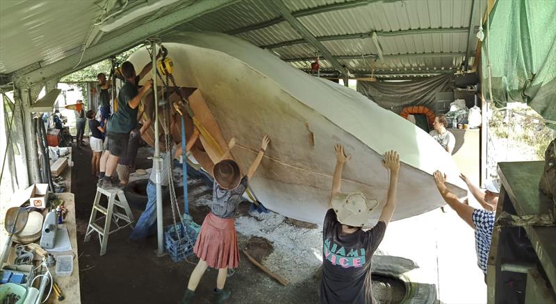 The various stages of construction of Pingu - the Suhali replica - photo © Mike Smith