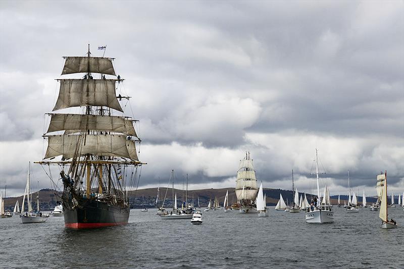 2023 Australian Wooden Boat Festival in Hobart - parading away.. photo copyright John Curnow taken at  and featuring the Classic Yachts class