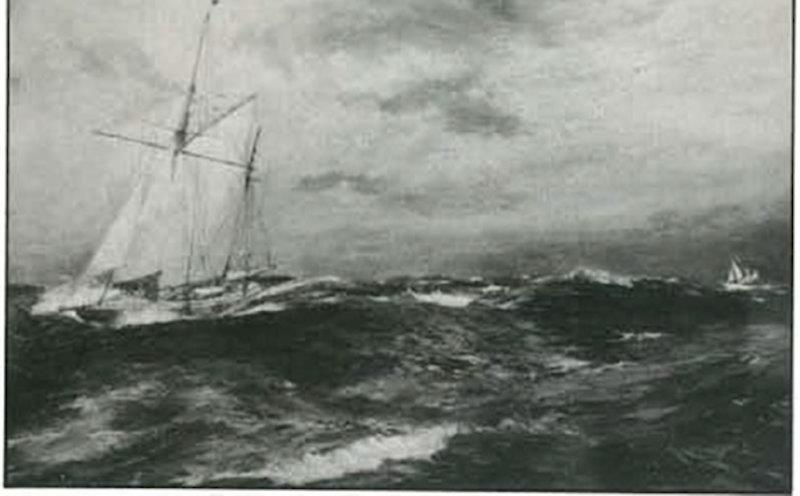 Painting of Shamrock IV crossing the Atlantic being followed by S Y Erin photo copyright Archive taken at Royal Prince Alfred Yacht Club and featuring the Classic Yachts class
