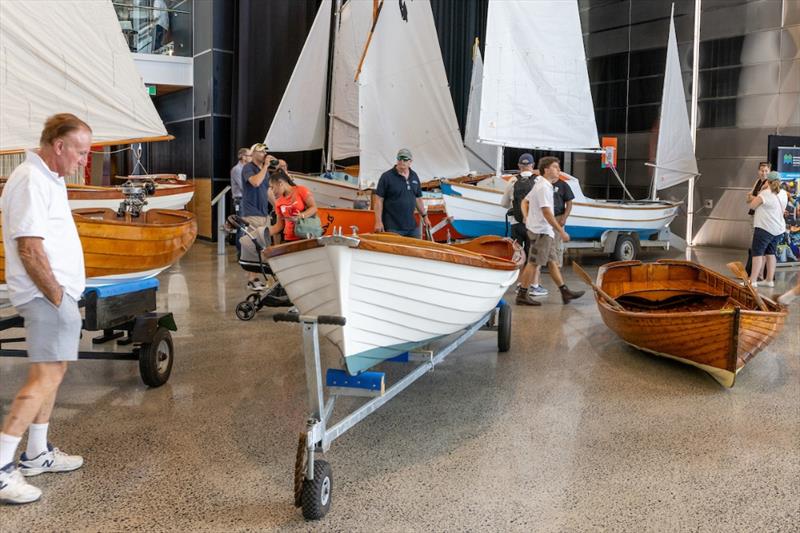 Boats indoors in the Viaduct Events Centre 2024 Auckland Wooden Boats Festival  - photo © Suellen Hurling / Live Sail Die
