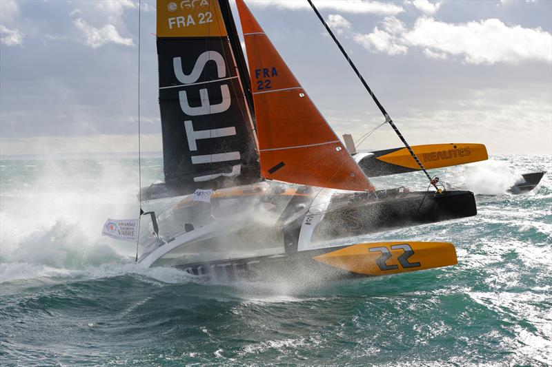 Ocean Fifty Realites, skippers Fabrice Cahierc and Aymeric Chappellier are taking the start of Transat Jacques Vabre in Le Havre, France, on October 29, 2023 photo copyright Jean-Marie Liot taken at  and featuring the OCEAN50 class