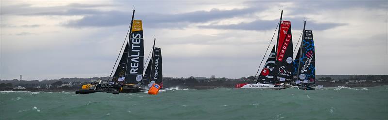 Ocean Fifty boats are back in the race after the security stage during the Transat Jacques Vabre in Lorient, France, on November 6, 2023,  photo copyright Vincent Curutchet taken at Yacht Club de France and featuring the OCEAN50 class