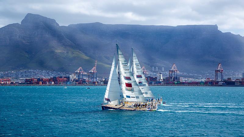 The Zhuhai and Ha Long Bay, Viet Nam team yachts battle it out on Table Bay, Cape Town - Clipper 2019-20 Race photo copyright Clipper Race taken at  and featuring the Clipper 70 class