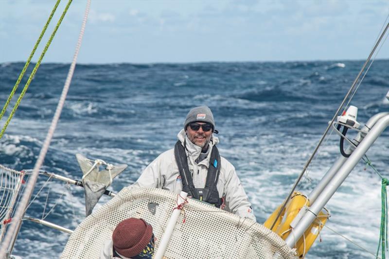 Zhuhai crew member, Chris, at the helm - The Clipper Race Leg 3 - Race 4, Day 16 photo copyright Clipper Race taken at  and featuring the Clipper 70 class