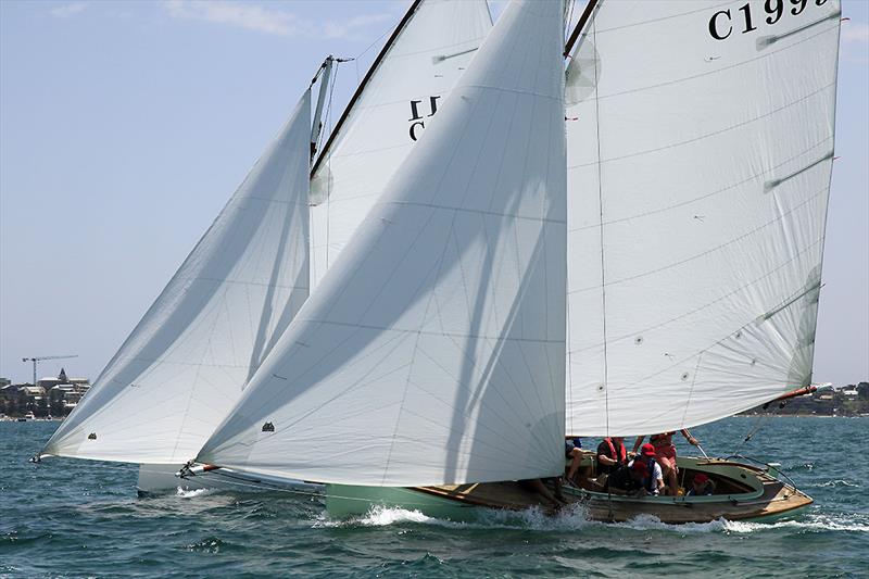 Not much in this with Rhapsody Skippered by Colin Mitchell and Sorrento skippered by Ken Vauhan making their way to the hitch mark. - photo © A.J. McKinnon