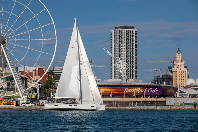 Hylas H60 sailing yacht in Miami FL photo copyright Sand People taken at  and featuring the Cruising Yacht class