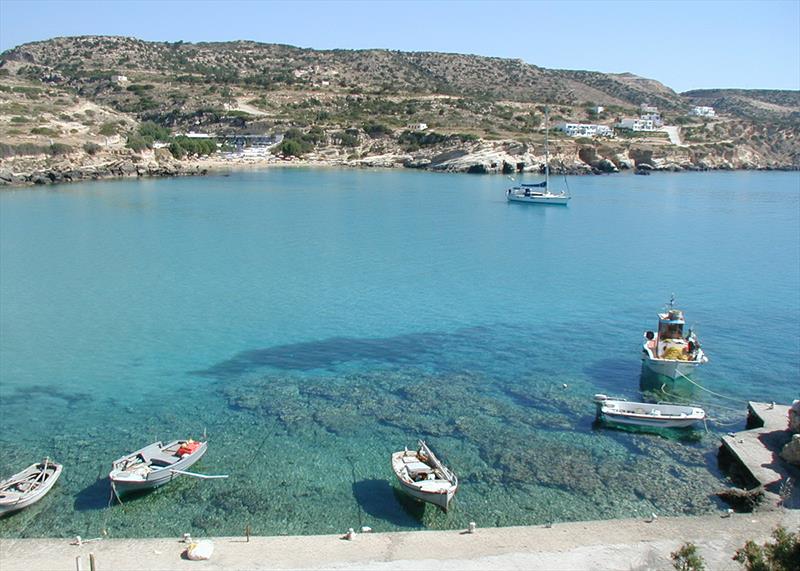 Anchored Amorfos Bay on Karpathos - photo © Hugh & Heather Bacon