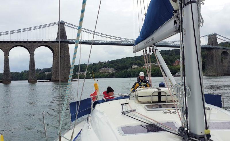 Navigating through the Menai Straits during the 'Blue Star Adventure' circumnavigation photo copyright Mike Goodwin & Roger Colmer taken at  and featuring the Cruising Yacht class