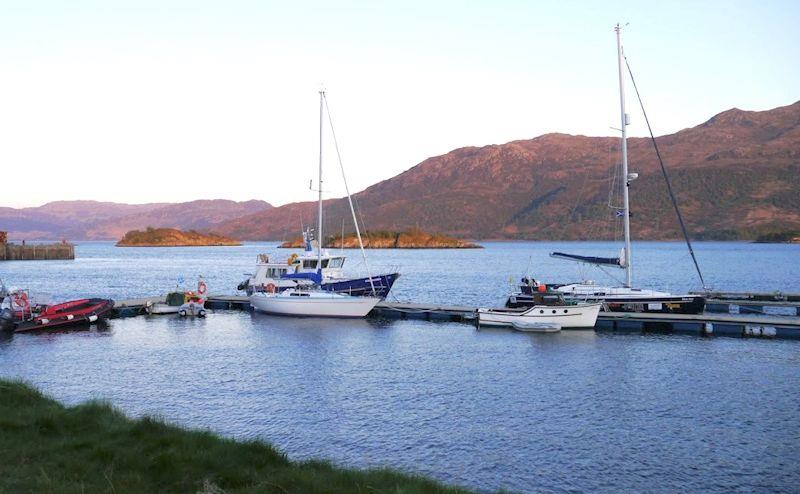 Tied up in the small marina at Kyle of Lochalsh during the 'Blue Star Adventure' circumnavigation photo copyright Mike Goodwin & Roger Colmer taken at  and featuring the Cruising Yacht class