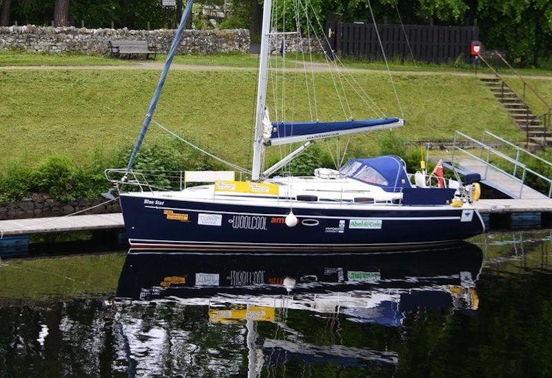 Tied up on the Caledonian canal at Fort Augustus during the 'Blue Star Adventure' circumnavigation photo copyright Mike Goodwin & Roger Colmer taken at  and featuring the Cruising Yacht class