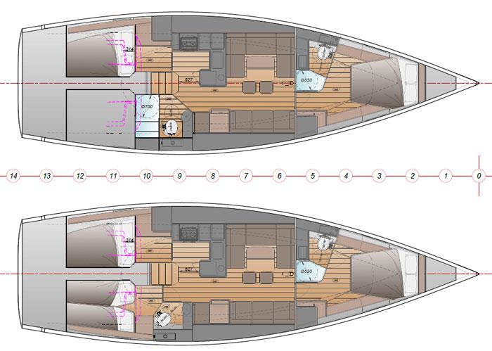 General Arrangements of the J/45 photo copyright J/Boats taken at  and featuring the Cruising Yacht class