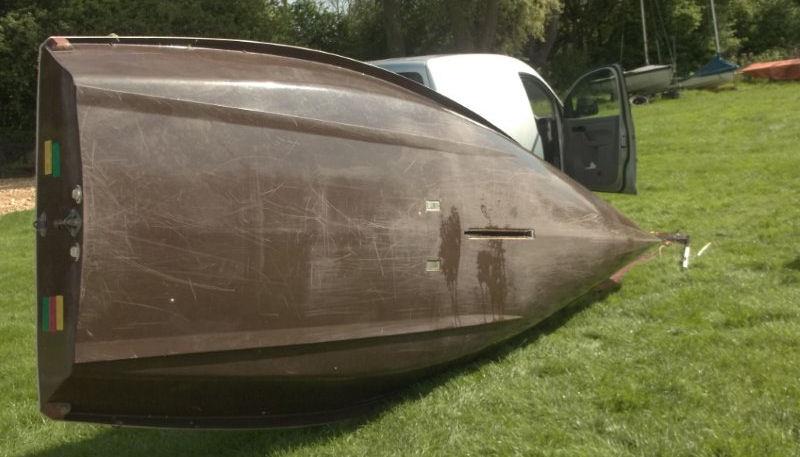 The aft sections of the Hit, showing the classic Milne hull form. Wide, flat and with spray rails, the Hit was a sparkling performer off wind ' as were most of his designs - photo © Geoff Lake