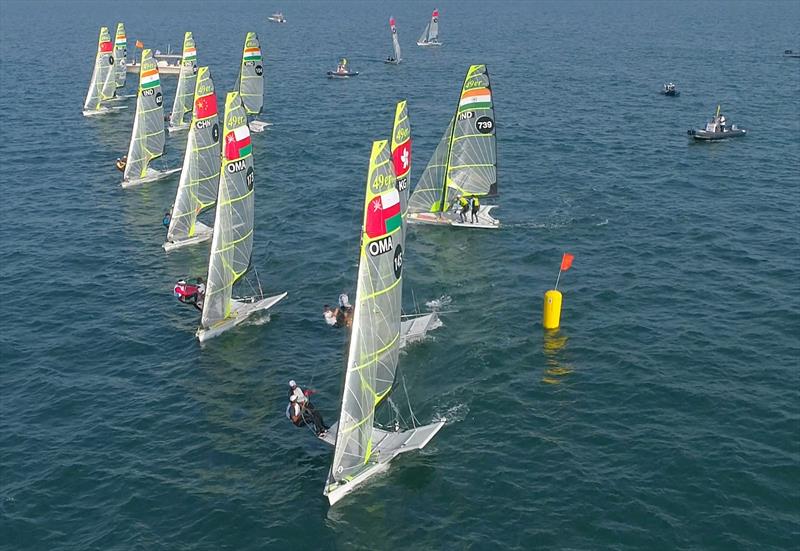 49er, 49erFX, and Nacra 17 Worlds, Al Mussanah Sports City, photo copyright Oman Sail taken at Oman Sail and featuring the Dinghy class