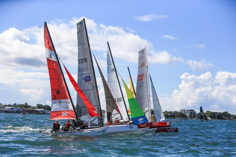 Pre-start - 2023 Zhik Combined High Schools Sailing Championships, day 3 photo copyright Red Hot Shotz - Chris Munro taken at Belmont 16ft Sailing Club and featuring the Dinghy class