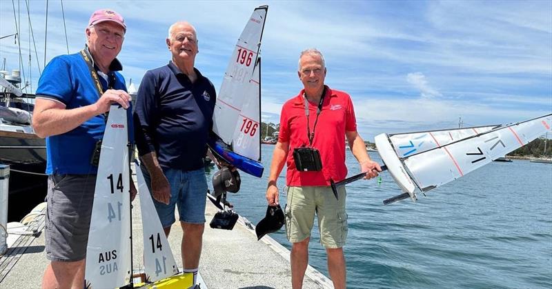 DF65 fleet at RPAYC - Warwick Crossman, Phil Burgess and Stephen Merrington after a weekly race day at RPAYC photo copyright RPAYC Media taken at Royal Prince Alfred Yacht Club and featuring the RG65 class