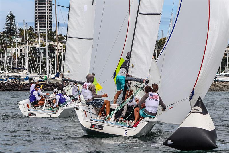 Tapper vs Parkin photo copyright Andrew Delves taken at Royal New Zealand Yacht Squadron and featuring the Elliott 6m class