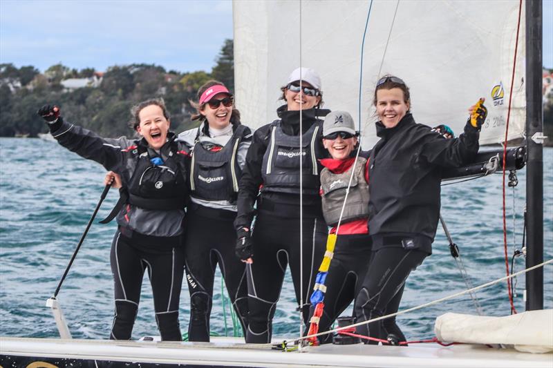 Samantha Norman and her winning crew of Bex Costello, Hanna Hielkema, Polly Powrie, and Miranda Addy - 2020 NZ Womens Match Racing Championship - September 13, 2020 photo copyright Andrew Delves, Royal New Zealand Yacht Squadron taken at Royal New Zealand Yacht Squadron and featuring the Elliott 6m class