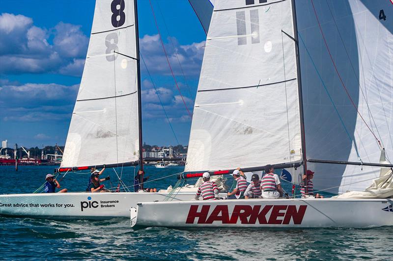 Westlake Red and Nelson Colleges Combined  in Race 2 -  Harken NZ National Secondary Schools Keelboat Championships - Royal NZ Yacht Squadron - April 2022 photo copyright William Woodworth - RNZYS taken at Royal New Zealand Yacht Squadron and featuring the Elliott 7 class