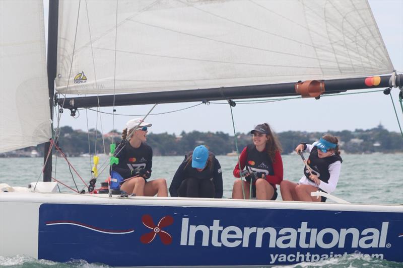 White (right) and her team at the New Zealand Match Racing Championship photo copyright William Woodworth/RNZYS taken at Royal New Zealand Yacht Squadron and featuring the Elliott 7 class