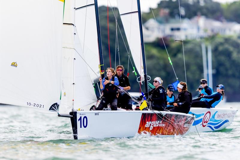 Barfoot & Thompson Women's World Match Racing Championships - Day 3 - November 12, 2022 - Auckland photo copyright Adam Mustill taken at Royal New Zealand Yacht Squadron and featuring the Elliott 7 class