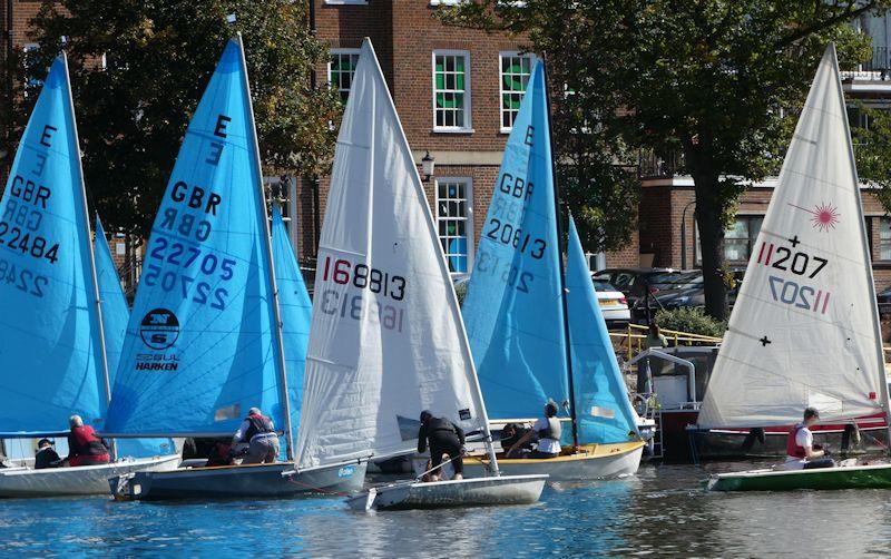 Minima YC Regatta 2020 - Ed Cubitt in the green-hull Laser has his nose in front soon after one of the Saturday starts, followed by Enterprise class winner Ed Mayley, Keith Payne, eventual Laser winner and the Ents of Robin Broomfield and John Forbes - photo © Rob Mayley