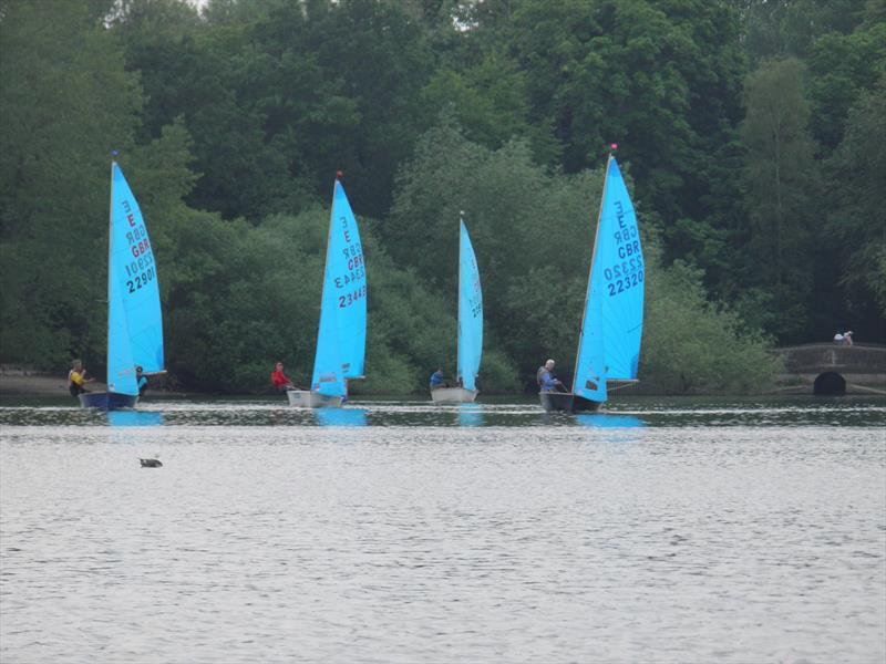 The fleet during race 2 of the 2023 Enterprise Midland Area Double Chine Series at Midland SC photo copyright Kevin Hopkins taken at Midland Sailing Club and featuring the Enterprise class
