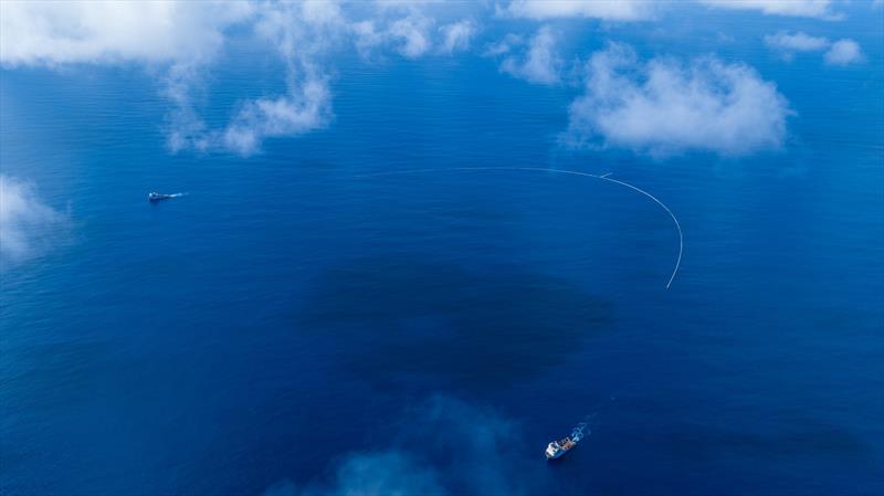 The Ocean Cleanup's System 03 (AKA 'Josh') at work ridding the ocean of floating plastic - photo © The Ocean Cleanup