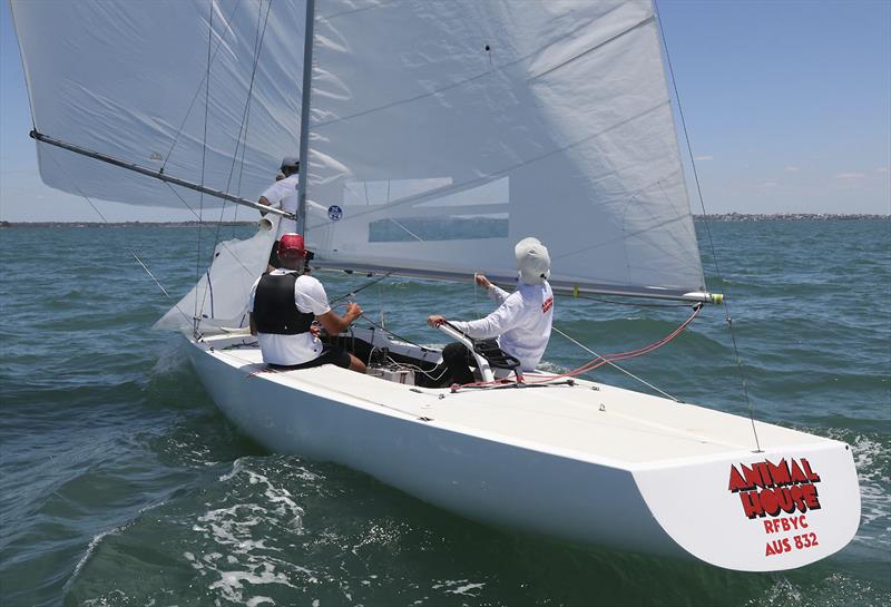 Corinthian leaders, Animal House, on day 3 of the Etchells Australian Championship photo copyright John Curnow taken at Royal Queensland Yacht Squadron and featuring the Etchells class