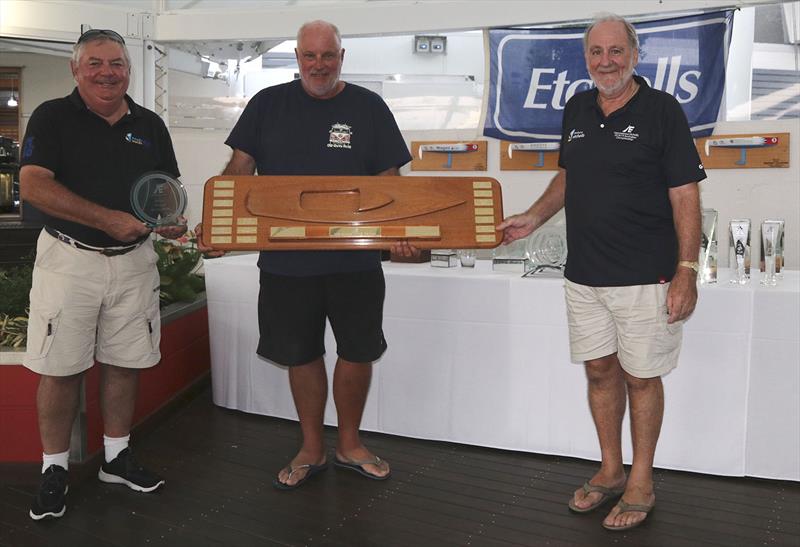 Mark Gallagher, Commodore RQYS, Iain Murray, and David Healey, Life Member IECCA - photo © John Curnow