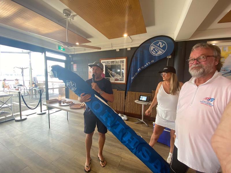 Mark Bradford awarding the North Sails jib - Etchells 2023 NSW Championship - photo © Glen Hickey