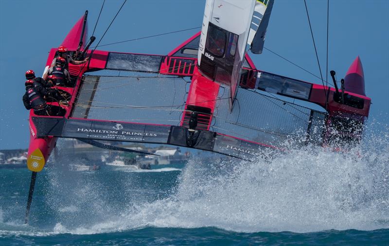 Denmark SailGP Team presented by ROCKWOOL takes a leap during the Bermuda SailGP presented by Hamilton Princess - photo © Bob Martin for SailGP