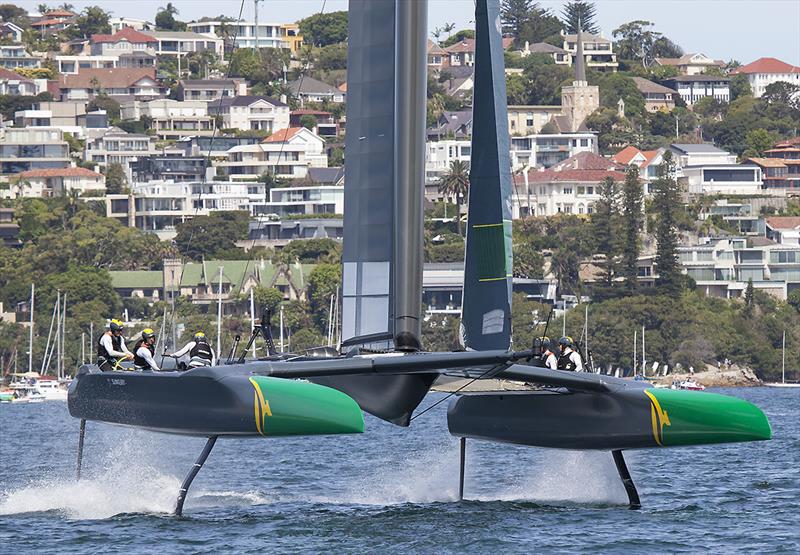 Team AUS prepares to gybe - photo © John Curnow