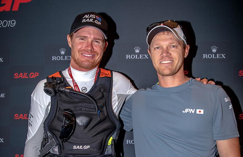 Arch rivals but good friends, Tom Slingsby and Nathan Outteridge - 2019 Sail GP Championship Sydney - photo © Crosbie Lorimer