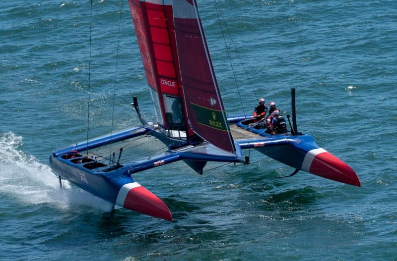 Great Britain SailGP Team skippered by Dylan Fletcher racing. Race Day 1 Event 2 Season 1 SailGP event in San Francisco, California, United States. - photo © Bob Martin for SailGP