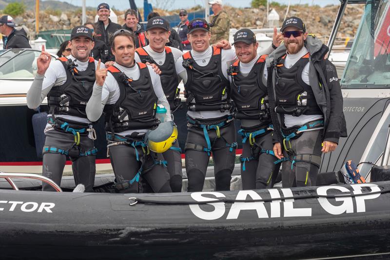 SailGP Team Australia win the SailGP San Francisco event, Jason Waterhouse, Ky Hurst, Kyle Langford, Sam Newton, Tom Slingsby, and Kinley Fowler. Race Day 2 Event 2 Season 1 SailGP event in San Francisco - photo © Chris Cameron