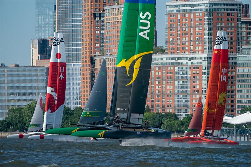 Australia SailGP Team races their F50. Race Day 1 Event 3 Season 1 SailGP event in New York City, New York, United States. 21 June  photo copyright Sam Greenfield for SailGP taken at  and featuring the F50 class