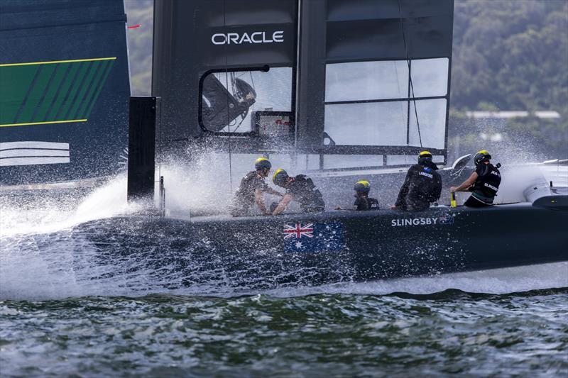 A bad day at the office for Team Australia. Skipper Tom Slingsby was clear that they just made too many mistakes photo copyright Andrea Francolini taken at Royal Sydney Yacht Squadron and featuring the F50 class