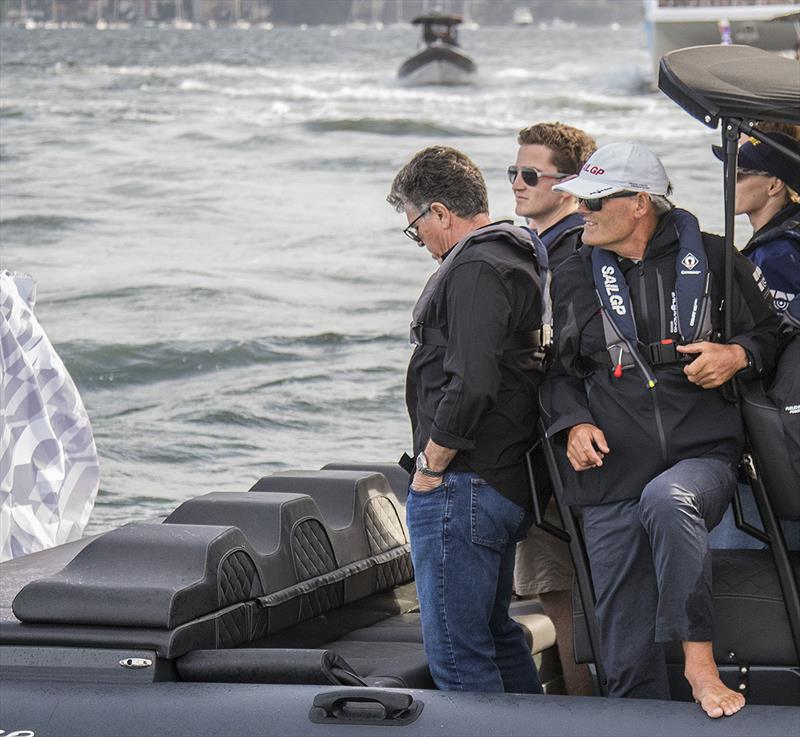 Sir Russel Coutts observes as igneous Team GBR come in to win the final of the SailGP season opener on Sydney Harbour. - photo © John Curnow