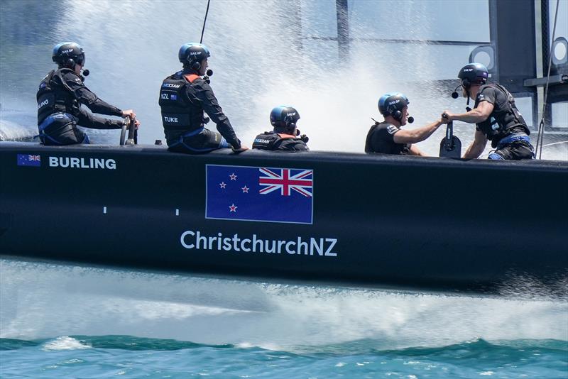 New Zealand SailGP Team helmed by Peter Burling in Friday action during Bermuda SailGP  - photo © Bob Martin/SailGP