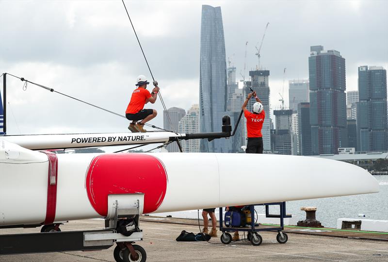 Technical Crew rig the Japan SailGP Team F50 catamaran ahead of the Australia Sail Grand Prix presented by KPMG. 16 December  photo copyright Phil Hilyard/SailGP taken at Woollahra Sailing Club and featuring the F50 class