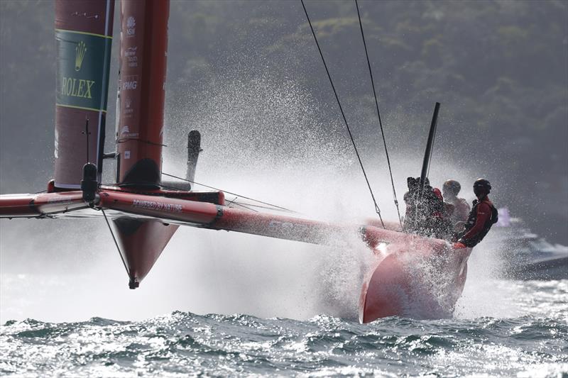 Spain SailGP Team co-helmed by Florian Trittel and Phil Robertson in action during the fleet races on Race Day 2. Australia Sail Grand Prix presented by KPMG. 18 December . Photo: Phil Hilyard for SailGP. Handout image supplied by SailGP - photo © Phil Hilyard/SailGP