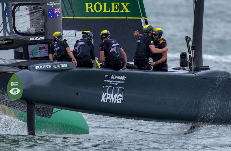 Australia SailGP Team helmed by Tom Slingsby on their way to winning the Grand Final on Race Day 2 of San Francisco SailGP, Season 2 photo copyright Bob Martin for SailGP taken at Golden Gate Yacht Club and featuring the F50 class