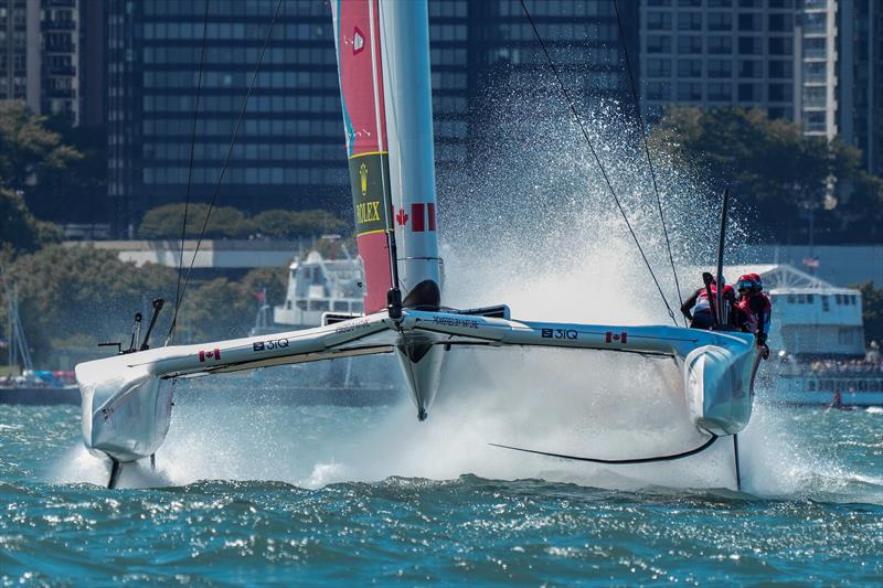 Canada SailGP Team helmed by Phil Robertson in action on Race Day 1 of the T-Mobile United States Sail Grand Prix | Chicago at Navy Pier, Season 3, in Chicago, Illinois, USA. June 2022 photo copyright Bob Martin/SailGP taken at Chicago Yacht Club and featuring the F50 class