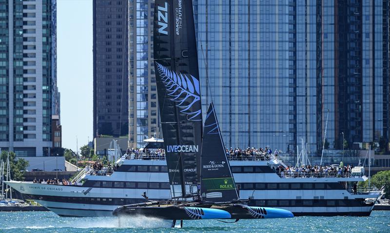 New Zealand SailGP Team co-helmed by Peter Burling and Blair Tuke on Race Day 1 of the T-Mobile United States Sail Grand Prix, June 2022 - photo © Ricardo Pinto/SailGP