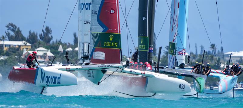 Canada SailGP Team, Australia SailGP Team and Great Britain SailGP Team in action T-Mobile United States Sail Grand Prix, Chicago at Navy Pier, Lake Michigan, Season 3 photo copyright Thomas Lovelock/SailGP taken at Chicago Yacht Club and featuring the F50 class