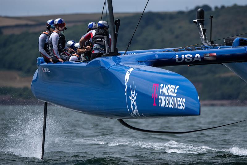 USA SailGP Team helmed by Jimmy Spithill on Race Day 1 of the Great Britain Sail Grand Prix | Plymouth photo copyright Jon Buckle for SailGP taken at  and featuring the F50 class