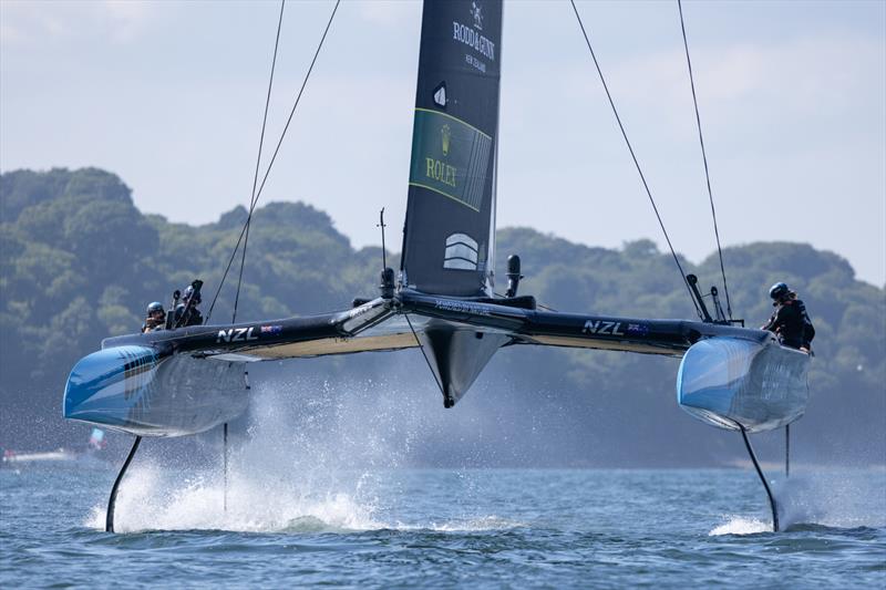 New Zealand SailGP Team during a practice session ahead of the Great Britain Sail Grand Prix | Plymouth in Plymouth, England. 29th July 2022 photo copyright Felix Diemer for SailGP taken at Royal Plymouth Corinthian Yacht Club and featuring the F50 class